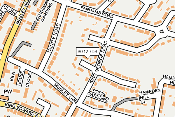 SG12 7DS map - OS OpenMap – Local (Ordnance Survey)