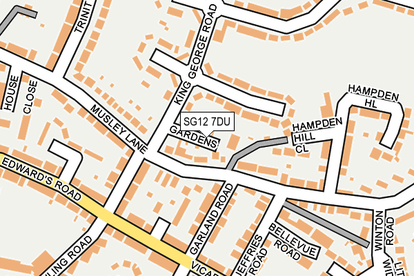 SG12 7DU map - OS OpenMap – Local (Ordnance Survey)