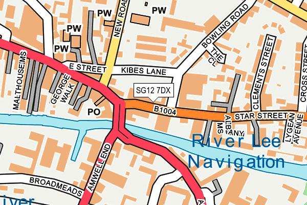 SG12 7DX map - OS OpenMap – Local (Ordnance Survey)