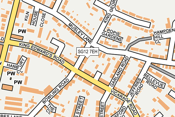 SG12 7EH map - OS OpenMap – Local (Ordnance Survey)