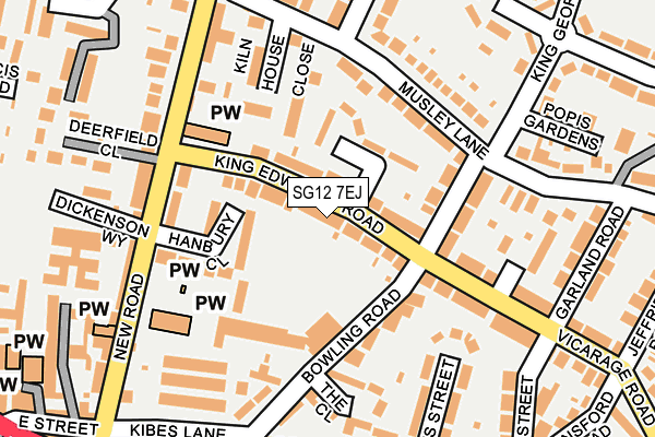 SG12 7EJ map - OS OpenMap – Local (Ordnance Survey)