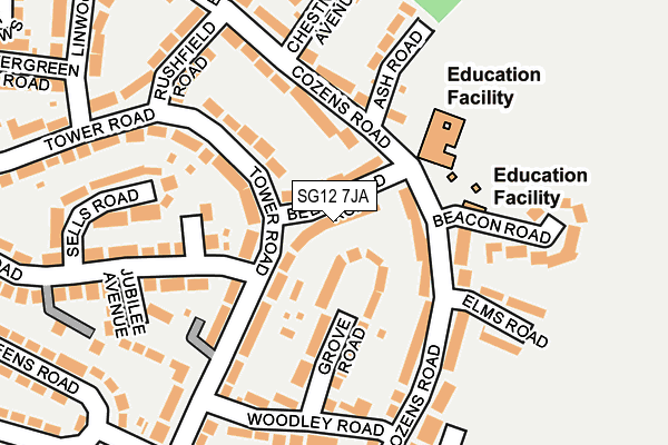 SG12 7JA map - OS OpenMap – Local (Ordnance Survey)