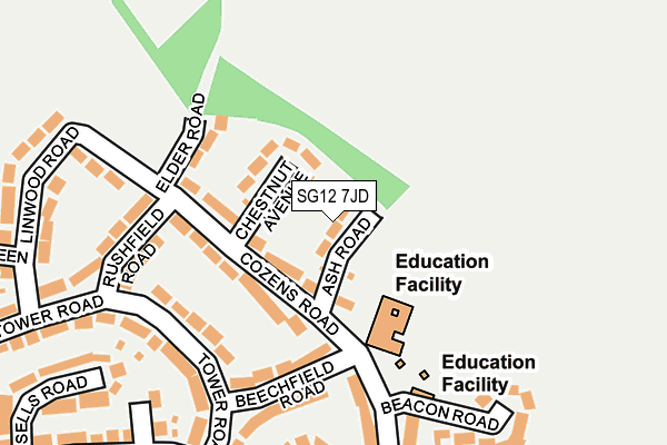 SG12 7JD map - OS OpenMap – Local (Ordnance Survey)