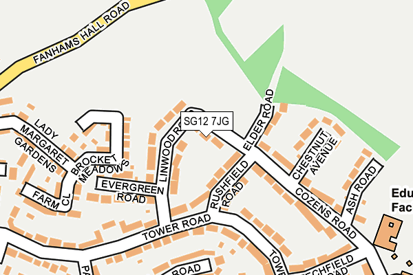 SG12 7JG map - OS OpenMap – Local (Ordnance Survey)