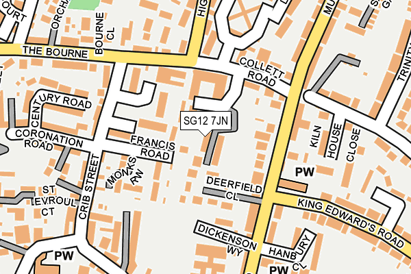 SG12 7JN map - OS OpenMap – Local (Ordnance Survey)