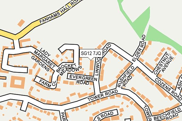 SG12 7JQ map - OS OpenMap – Local (Ordnance Survey)