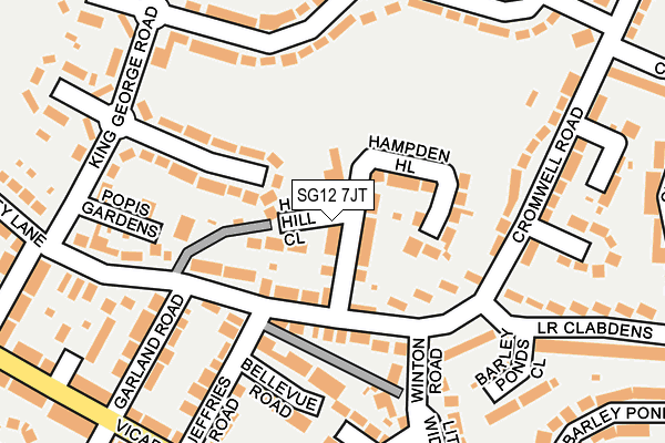 SG12 7JT map - OS OpenMap – Local (Ordnance Survey)