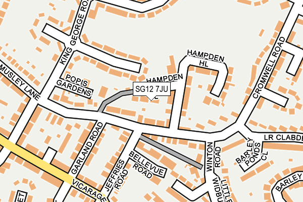 SG12 7JU map - OS OpenMap – Local (Ordnance Survey)