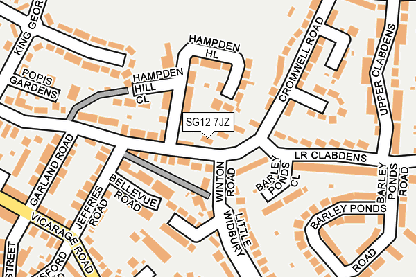 SG12 7JZ map - OS OpenMap – Local (Ordnance Survey)