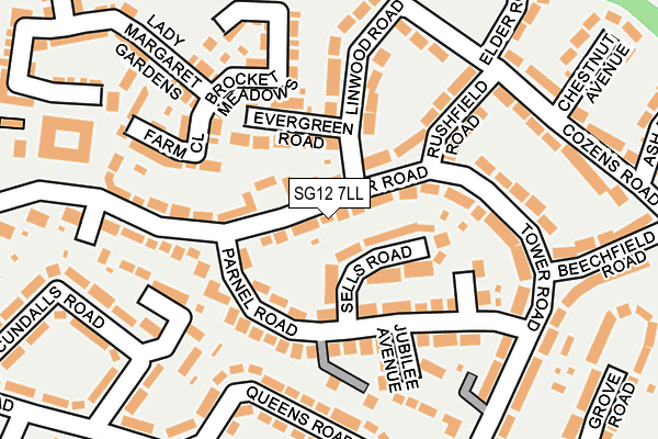 SG12 7LL map - OS OpenMap – Local (Ordnance Survey)