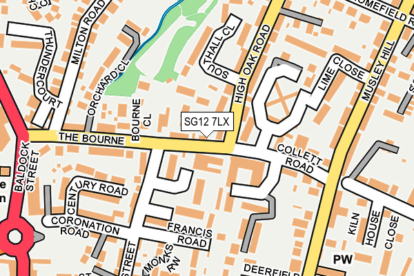 SG12 7LX map - OS OpenMap – Local (Ordnance Survey)