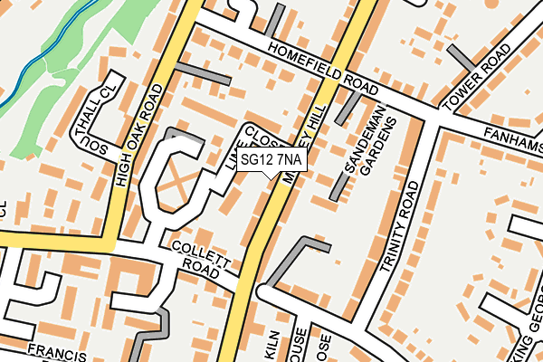 SG12 7NA map - OS OpenMap – Local (Ordnance Survey)