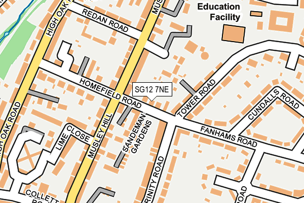 SG12 7NE map - OS OpenMap – Local (Ordnance Survey)
