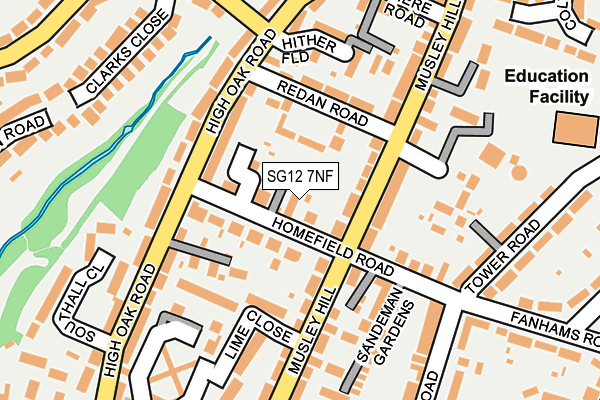 SG12 7NF map - OS OpenMap – Local (Ordnance Survey)