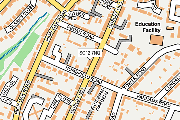 SG12 7NQ map - OS OpenMap – Local (Ordnance Survey)