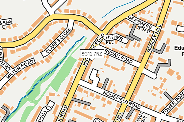 SG12 7NZ map - OS OpenMap – Local (Ordnance Survey)