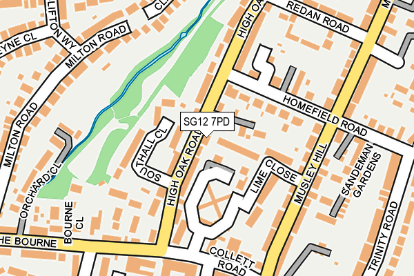 SG12 7PD map - OS OpenMap – Local (Ordnance Survey)