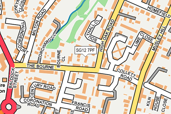 SG12 7PF map - OS OpenMap – Local (Ordnance Survey)