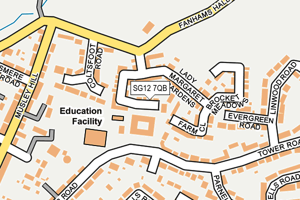 SG12 7QB map - OS OpenMap – Local (Ordnance Survey)