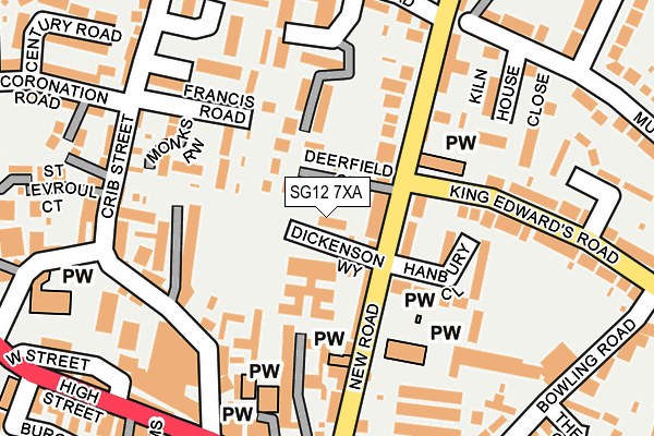 SG12 7XA map - OS OpenMap – Local (Ordnance Survey)