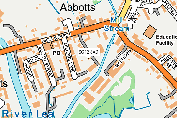 SG12 8AD map - OS OpenMap – Local (Ordnance Survey)