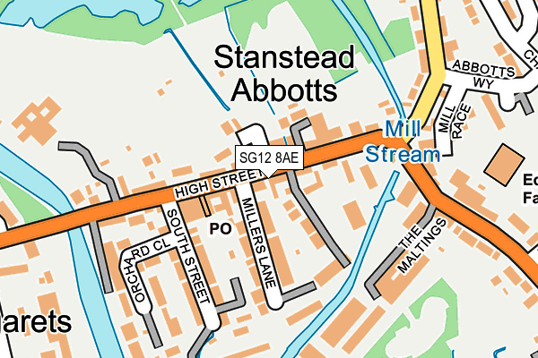 SG12 8AE map - OS OpenMap – Local (Ordnance Survey)