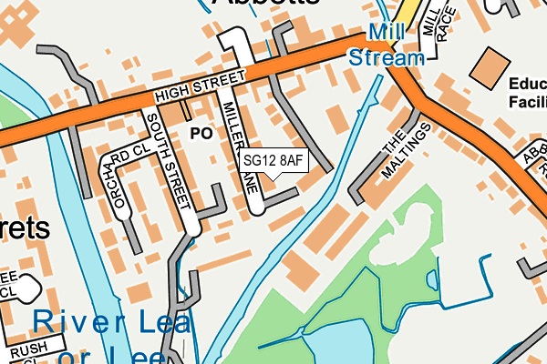 SG12 8AF map - OS OpenMap – Local (Ordnance Survey)