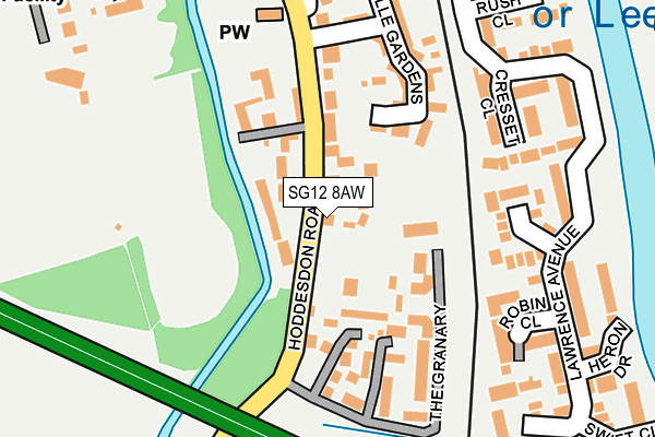 SG12 8AW map - OS OpenMap – Local (Ordnance Survey)
