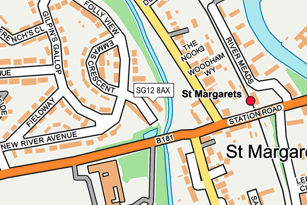 SG12 8AX map - OS OpenMap – Local (Ordnance Survey)