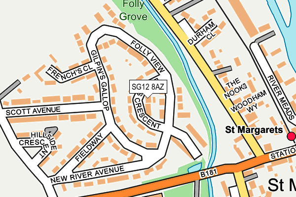 SG12 8AZ map - OS OpenMap – Local (Ordnance Survey)