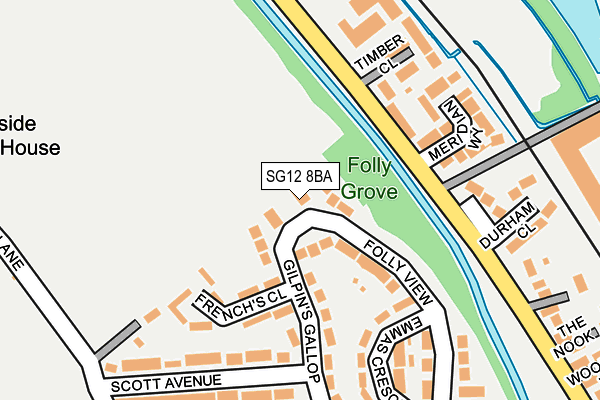 SG12 8BA map - OS OpenMap – Local (Ordnance Survey)