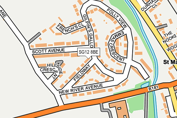 SG12 8BE map - OS OpenMap – Local (Ordnance Survey)