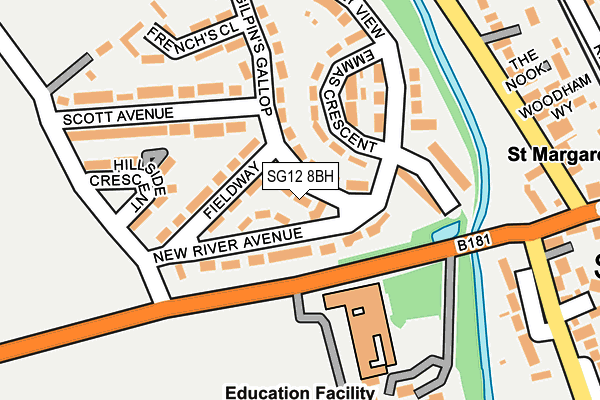 SG12 8BH map - OS OpenMap – Local (Ordnance Survey)