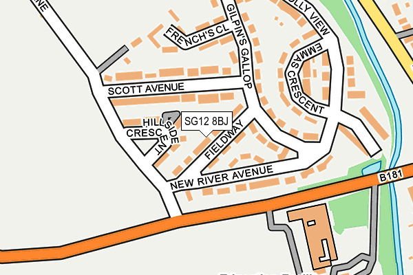 SG12 8BJ map - OS OpenMap – Local (Ordnance Survey)