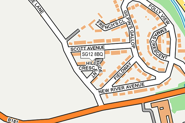 SG12 8BQ map - OS OpenMap – Local (Ordnance Survey)