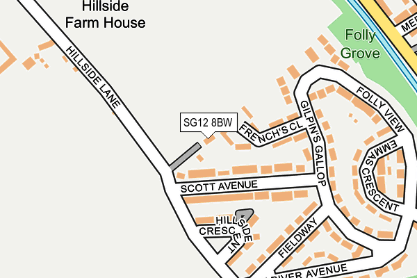 SG12 8BW map - OS OpenMap – Local (Ordnance Survey)