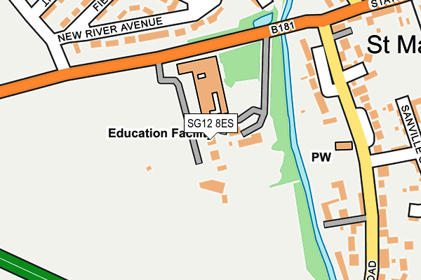 SG12 8ES map - OS OpenMap – Local (Ordnance Survey)