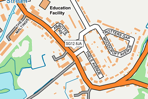 SG12 8JA map - OS OpenMap – Local (Ordnance Survey)