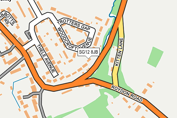 SG12 8JB map - OS OpenMap – Local (Ordnance Survey)