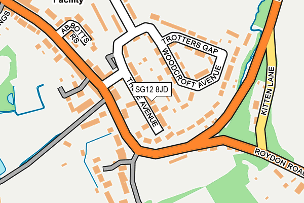 SG12 8JD map - OS OpenMap – Local (Ordnance Survey)