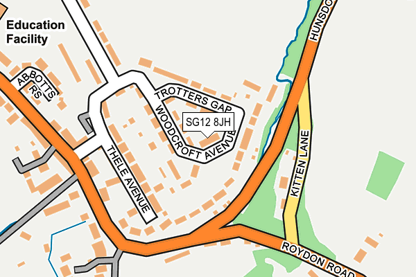 SG12 8JH map - OS OpenMap – Local (Ordnance Survey)