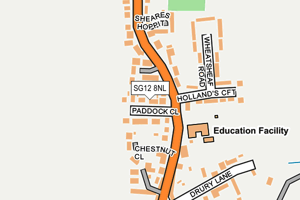 SG12 8NL map - OS OpenMap – Local (Ordnance Survey)