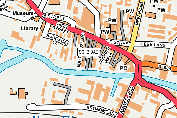 SG12 9AE map - OS OpenMap – Local (Ordnance Survey)