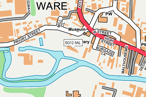 SG12 9AL map - OS OpenMap – Local (Ordnance Survey)