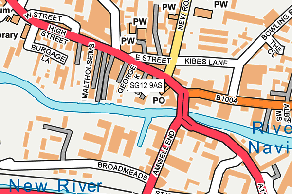 SG12 9AS map - OS OpenMap – Local (Ordnance Survey)