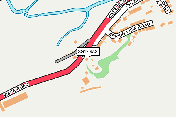 SG12 9AX map - OS OpenMap – Local (Ordnance Survey)