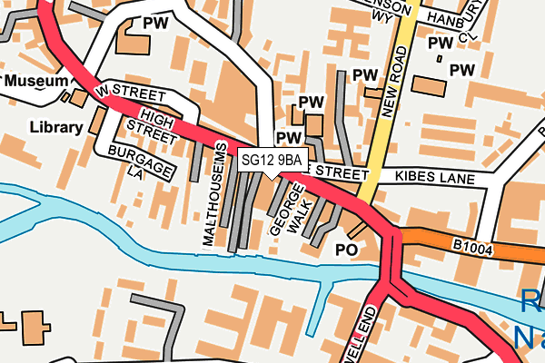 SG12 9BA map - OS OpenMap – Local (Ordnance Survey)