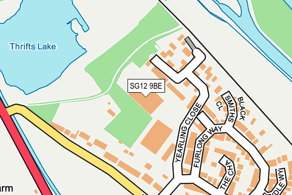 SG12 9BE map - OS OpenMap – Local (Ordnance Survey)