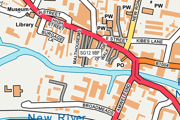 SG12 9BF map - OS OpenMap – Local (Ordnance Survey)