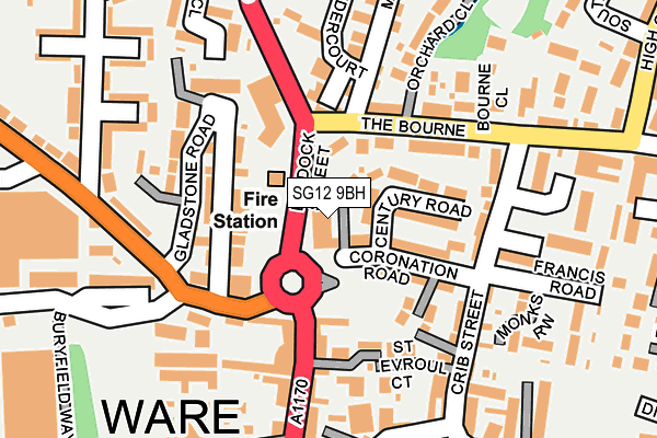 SG12 9BH map - OS OpenMap – Local (Ordnance Survey)